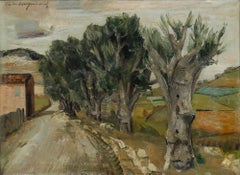 Léo Van Droogenbroek (1905-1995) - 1946 Oil, Road and Olive Trees