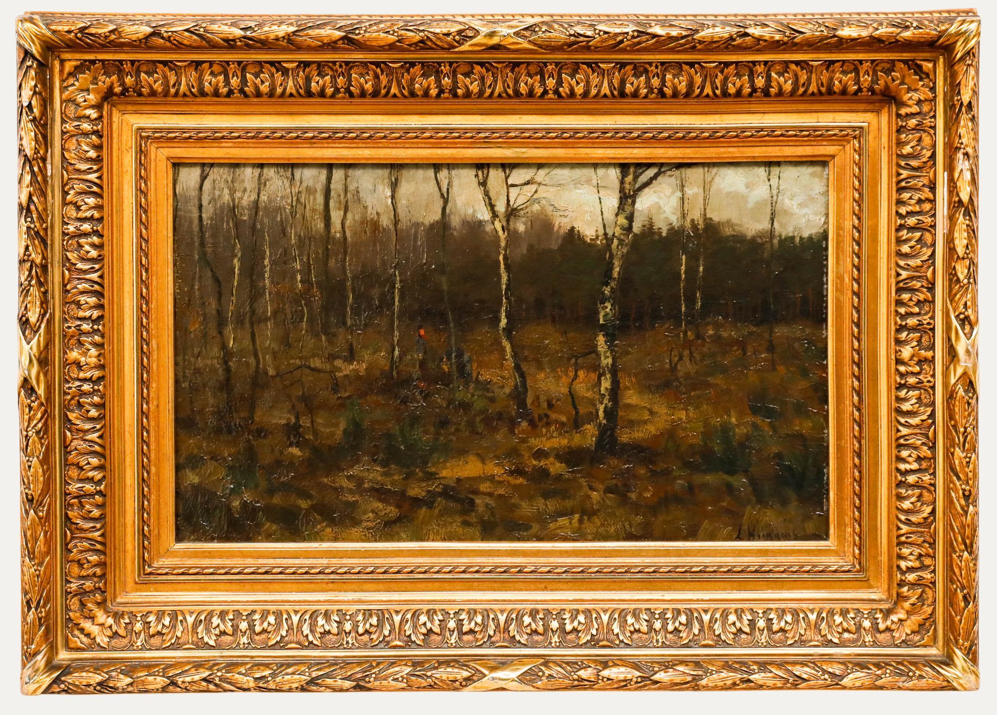 Unknown Landscape Painting - Léon Huygens (1876-1918) - Early 20th Century Oil, The Forest Clearing