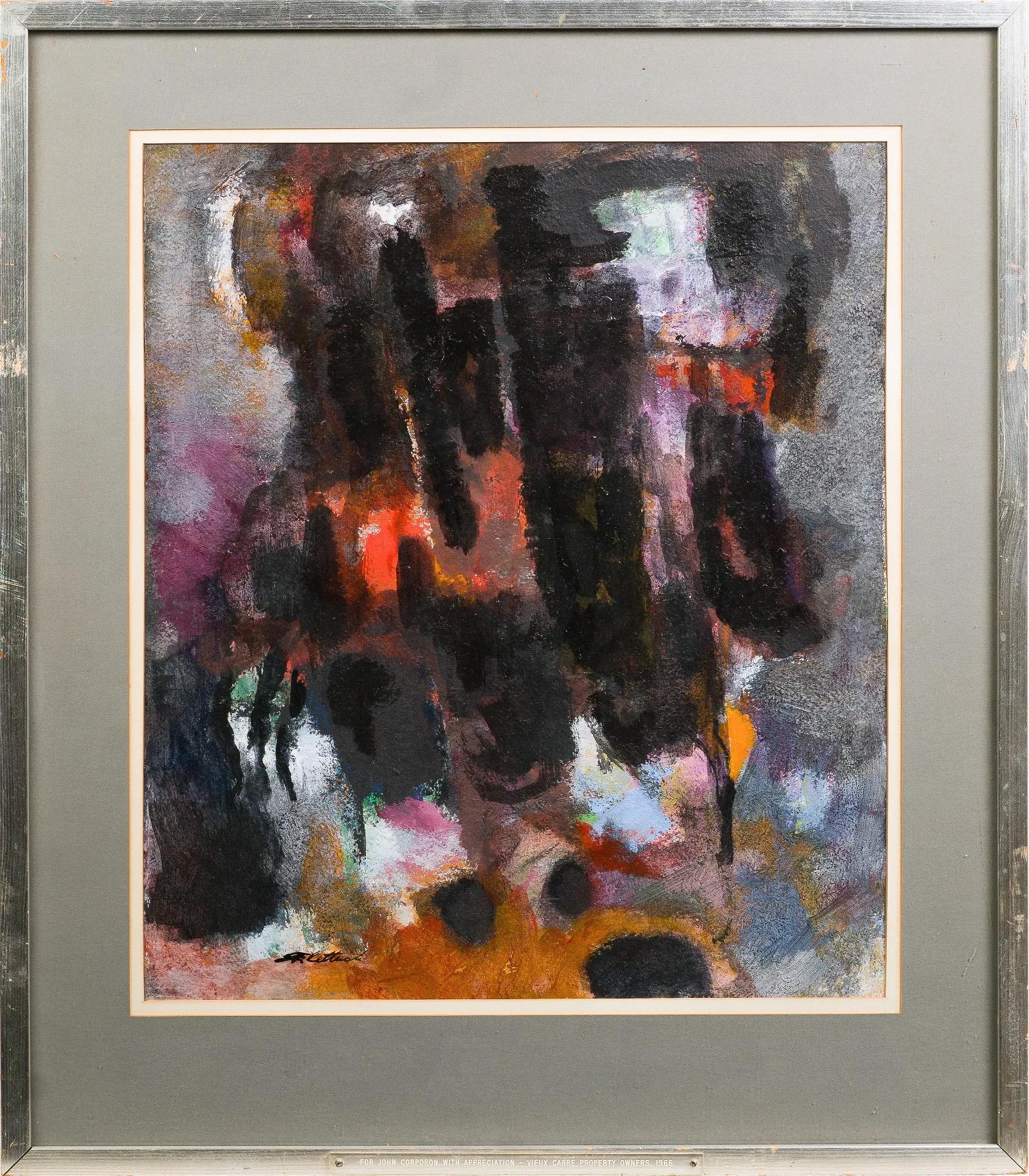 Unknown Landscape Painting - Leonard Flettrich New Orleans Abstract Expressionist Signed Mid Century Painting