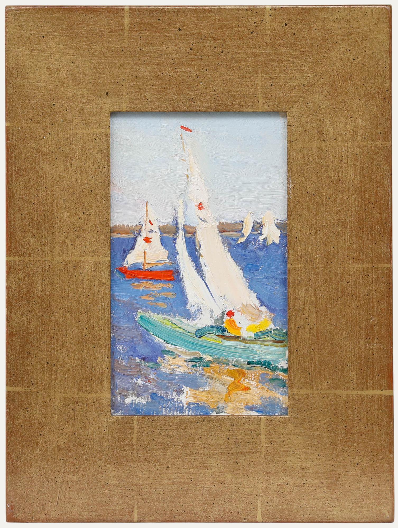 Leonid Petrovitch Baikov (1918-1994) - 20. Jahrhundert Öl, Segelbootmaserung