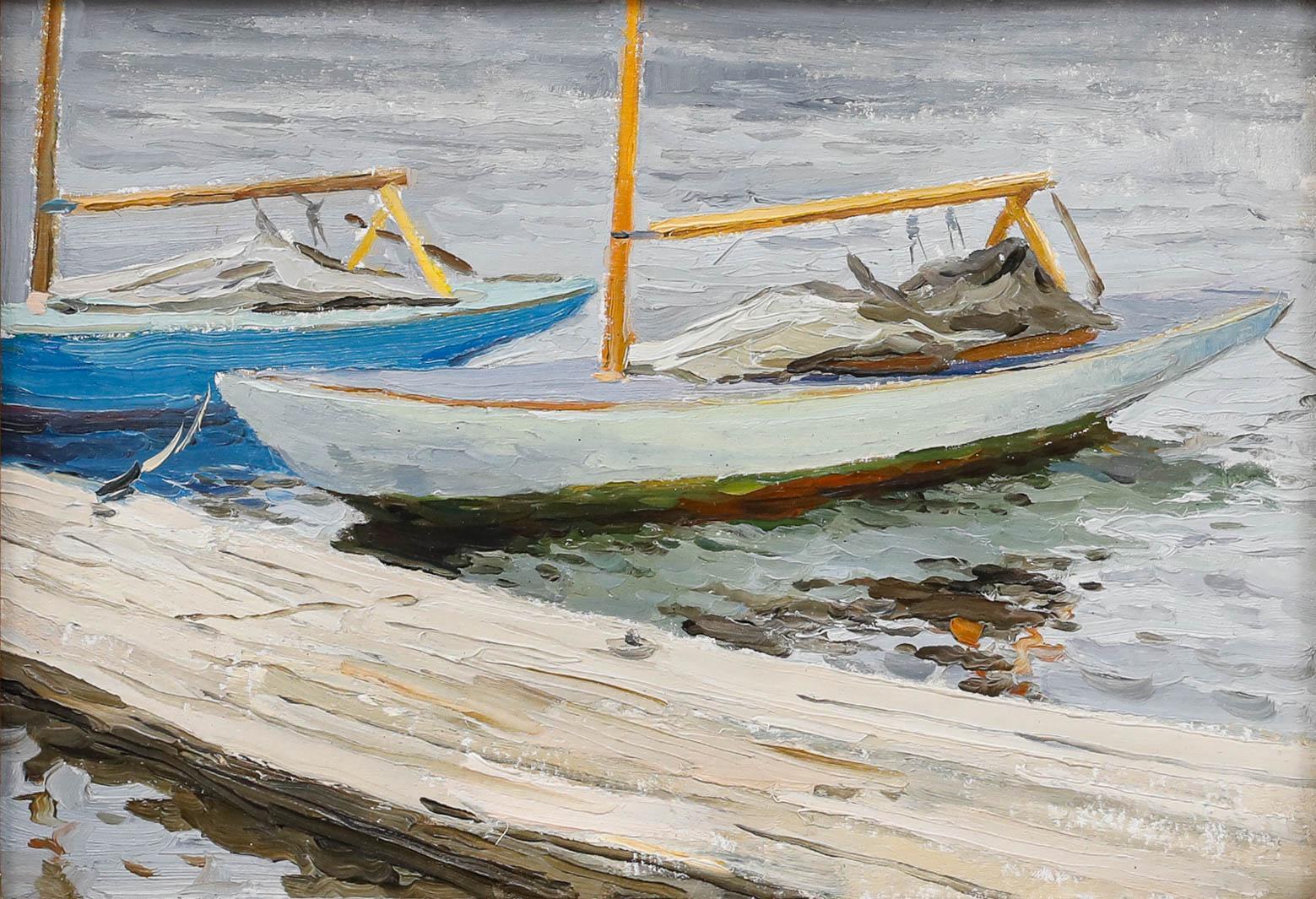 Leonid Petrovitch Baikov (1918-1994) - Olio della metà del XX secolo, Al porto - Painting di Unknown