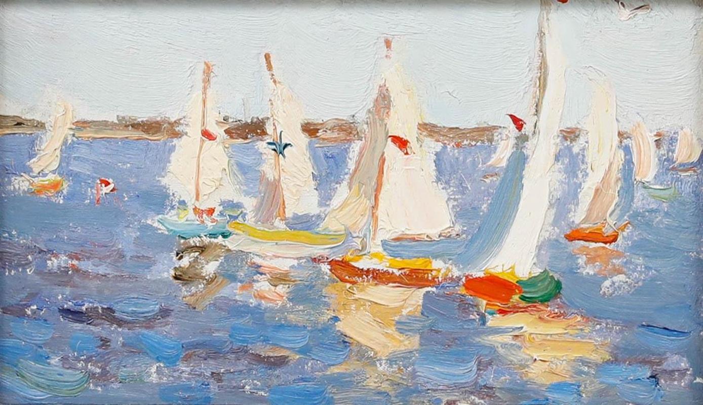 Leonid Petrovitch Baikov (1918-1994) - Mid 20th Century Oil, The Sailboats - Painting by Unknown