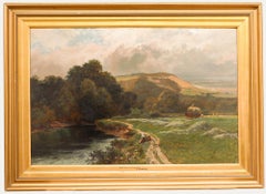 Leopold Rivers (1852-1905) - Óleo de finales del siglo XIX, El Avon cerca de Freshford