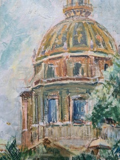 Les Invalides, Paris, Mid Century Modern Oil Painting on Canvas