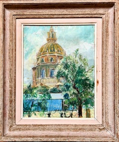 Les Invalides, Paris, Mid Century Modern Oil Painting on Canvas