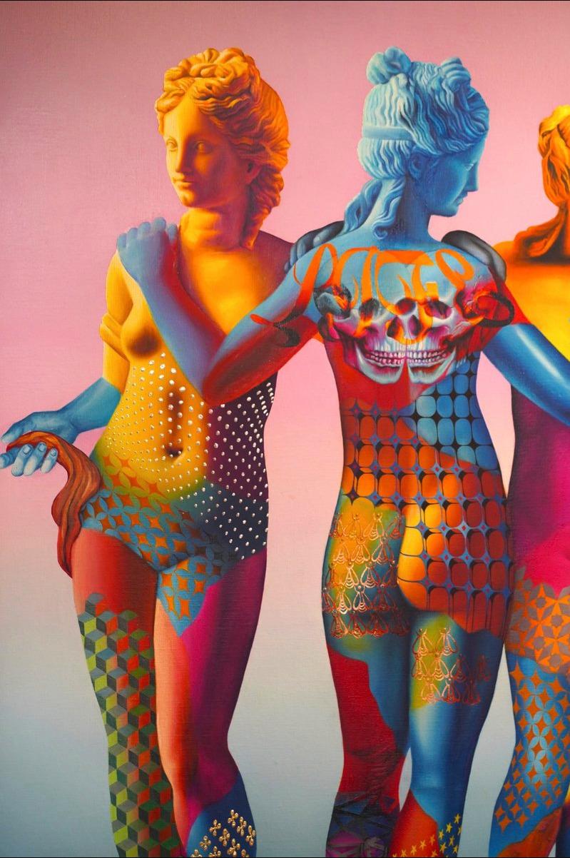 Les Trois Grâces Por Béni - Figurative Painting Marrón de Unknown