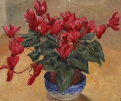 Leslie Charles Boyce (1892-1989) - Framed Mid 20th Century Oil, Pink Cyclamen