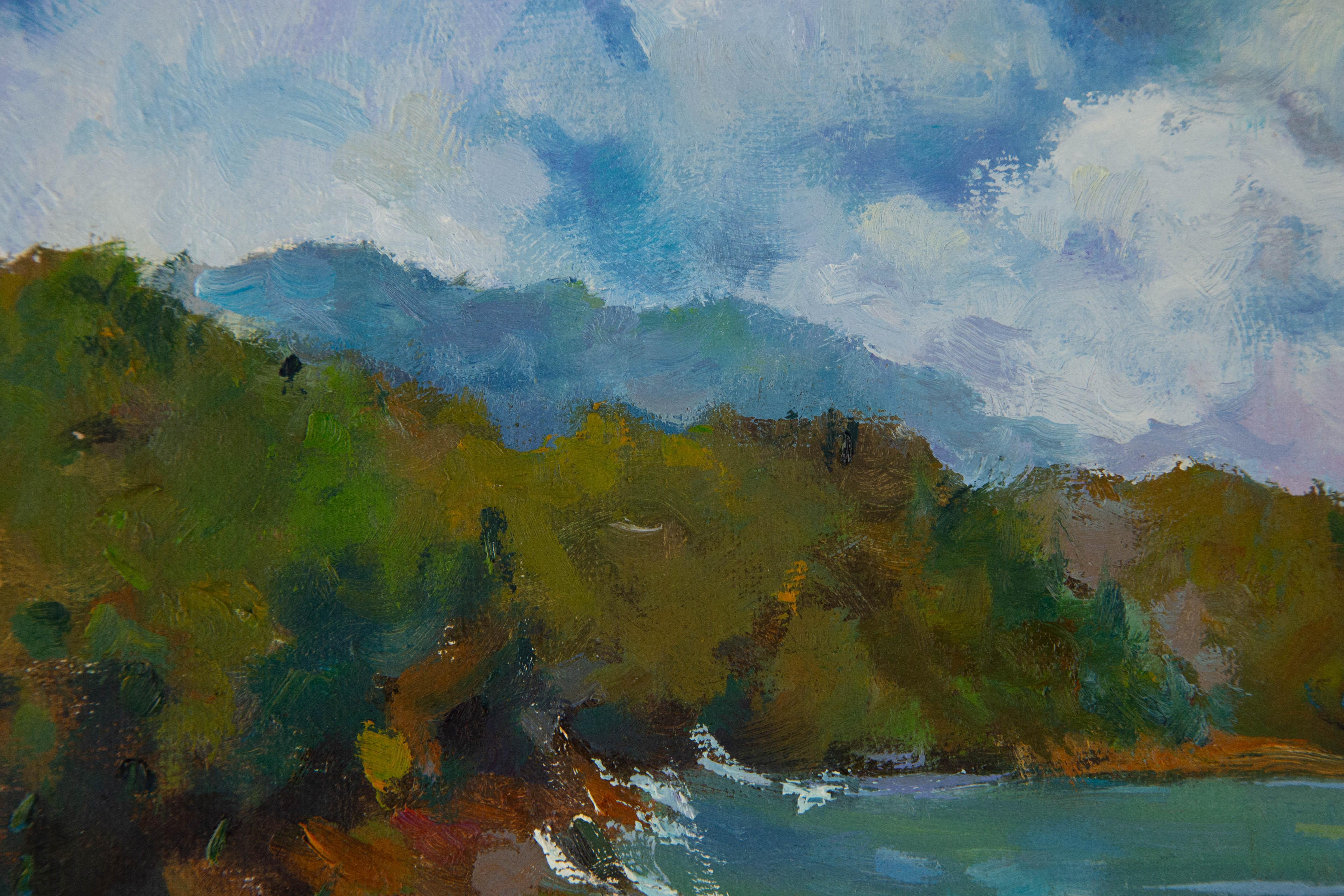 Ligang Wang Waterscape Original Oil On Canvas 