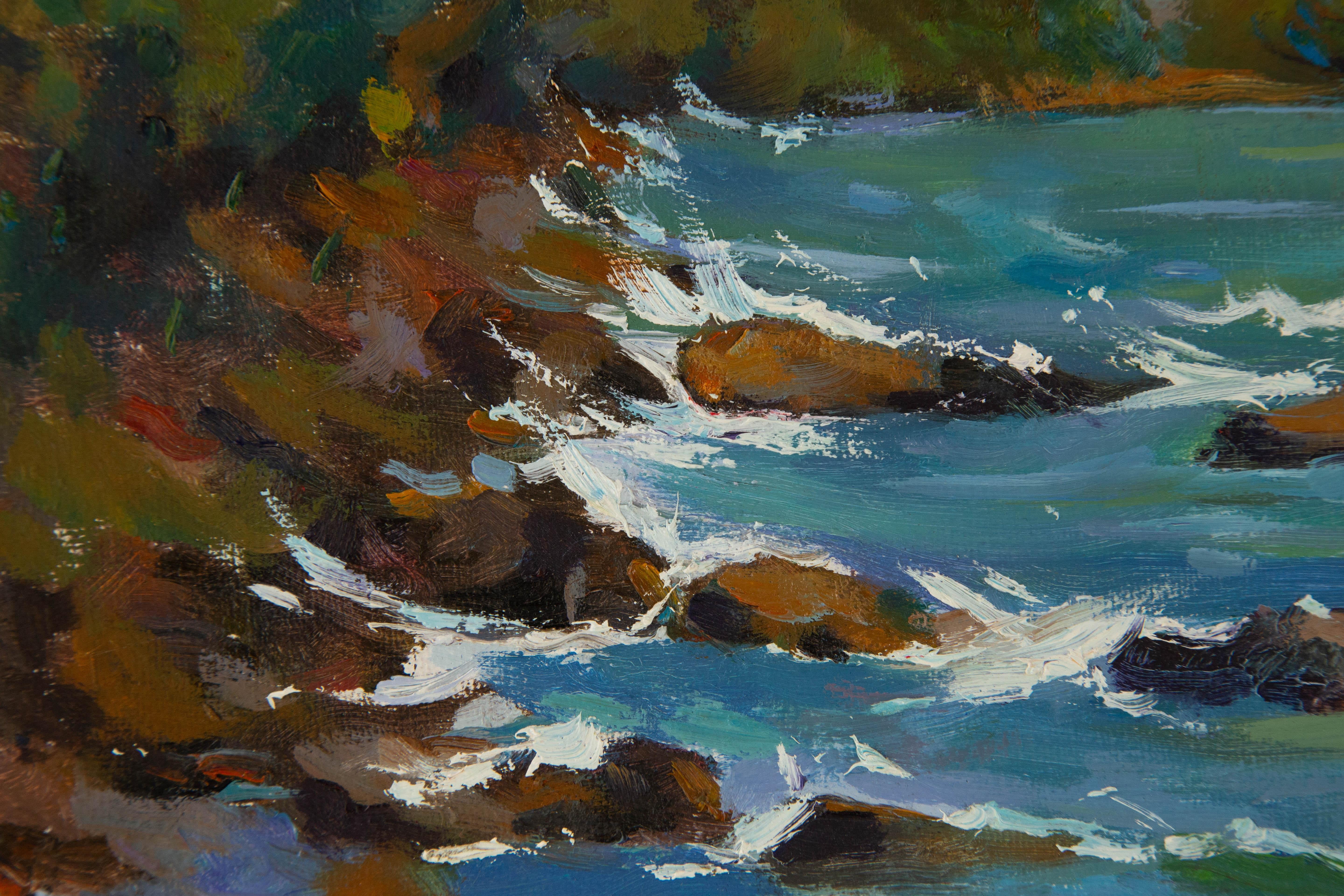 Ligang Wang Waterscape Original Oil On Canvas 
