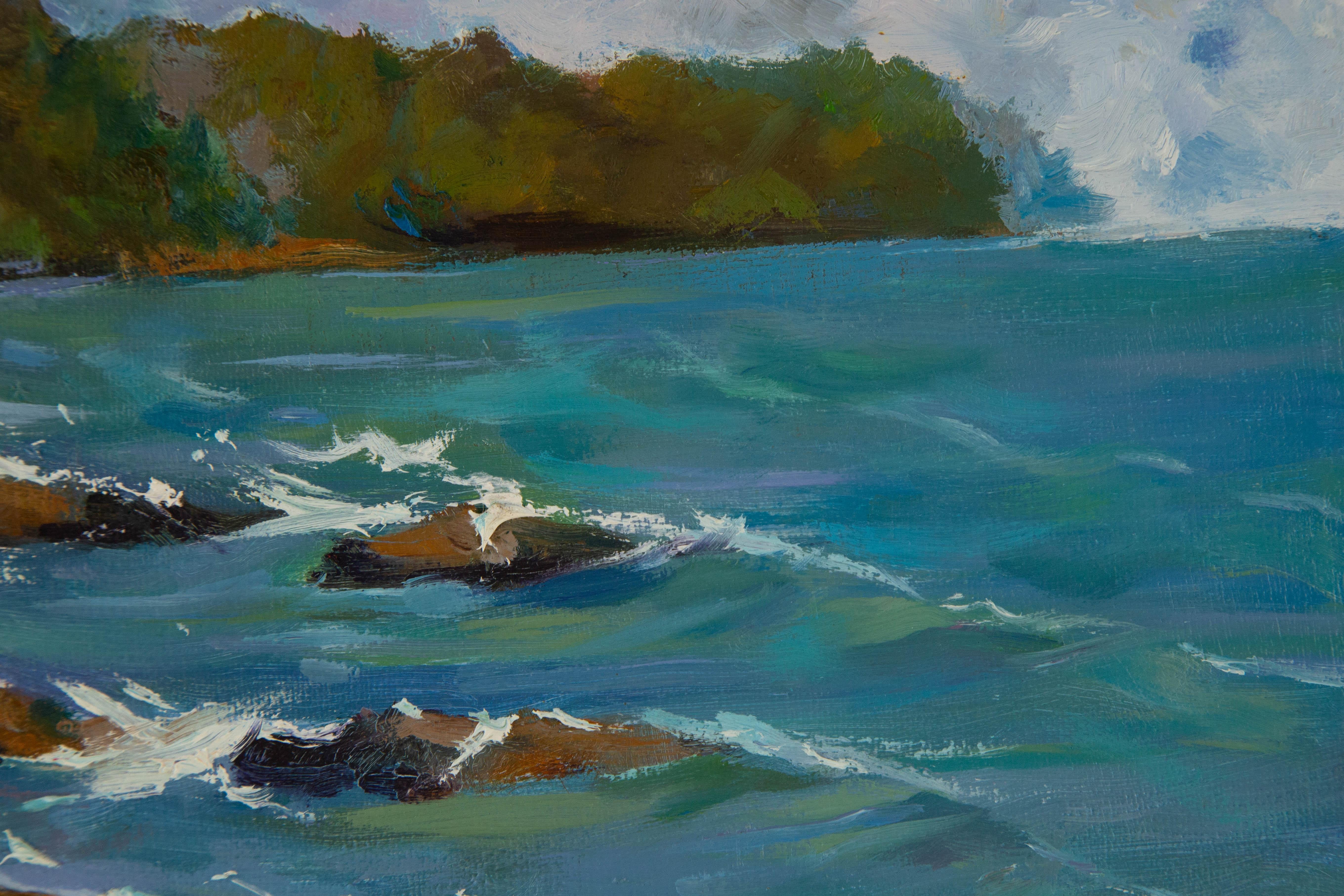 Ligang Wang Waterscape Original Oil On Canvas 