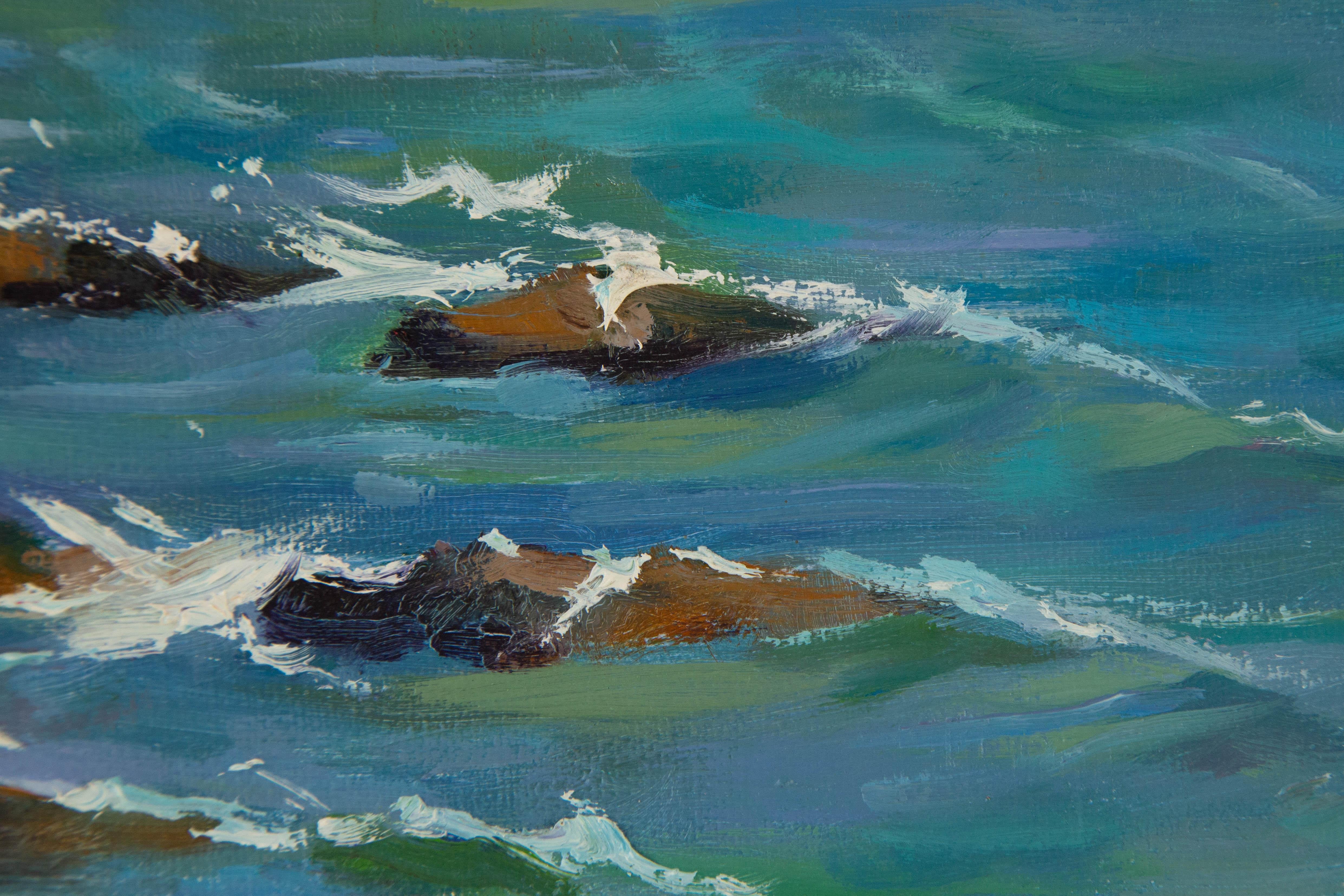 Ligang Wang Waterscape Original Oil On Canvas 