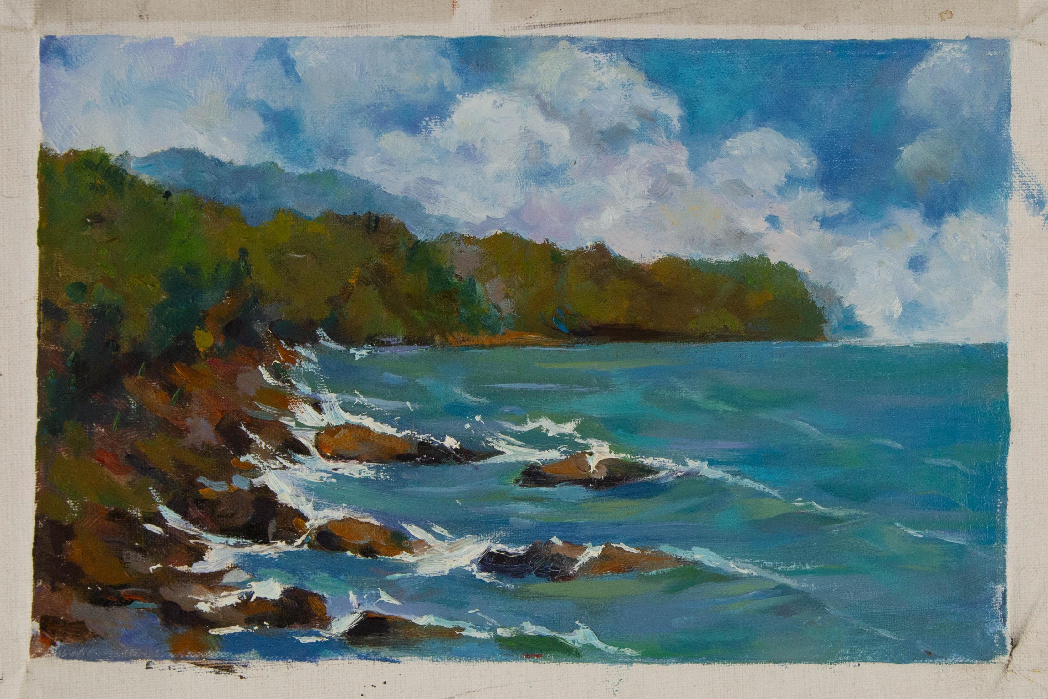 Ligang Wang Waterscape Original Oil On Canvas 
