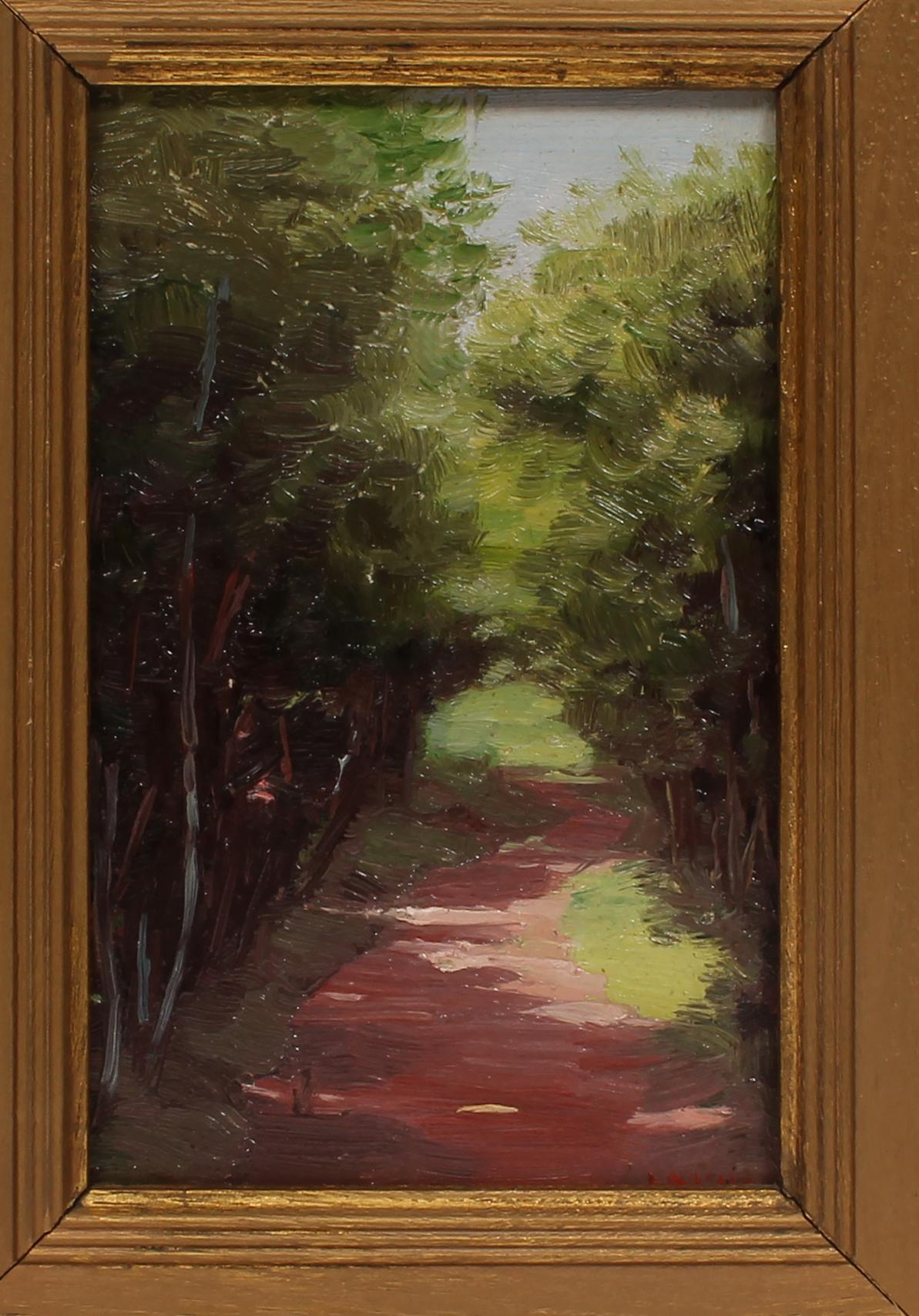 Antique American Impressionist Landscape Oil Painting Gold Frame Signed For Sale 3
