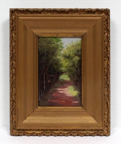 Antique American Impressionist Landscape Oil Painting Gold Frame Signed
