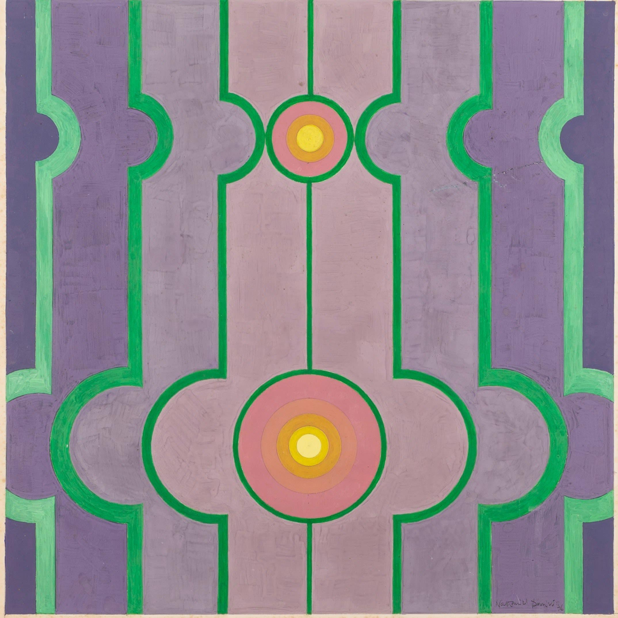 Fliederrecession, Acrylgemälde von Thomas Nathaniel Davies, 1976 – Painting von Unknown