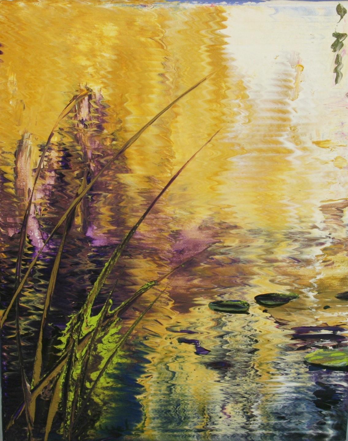 pond landscape painting