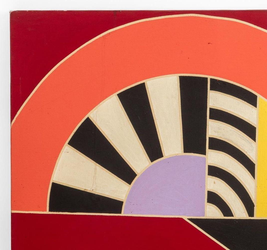 Frank Stella Style Geometric Composition - Painting by Unknown