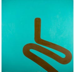 Line on Turquoise, No.25 - July, Oil on Canvas Painting by Paul Huxley, 1963