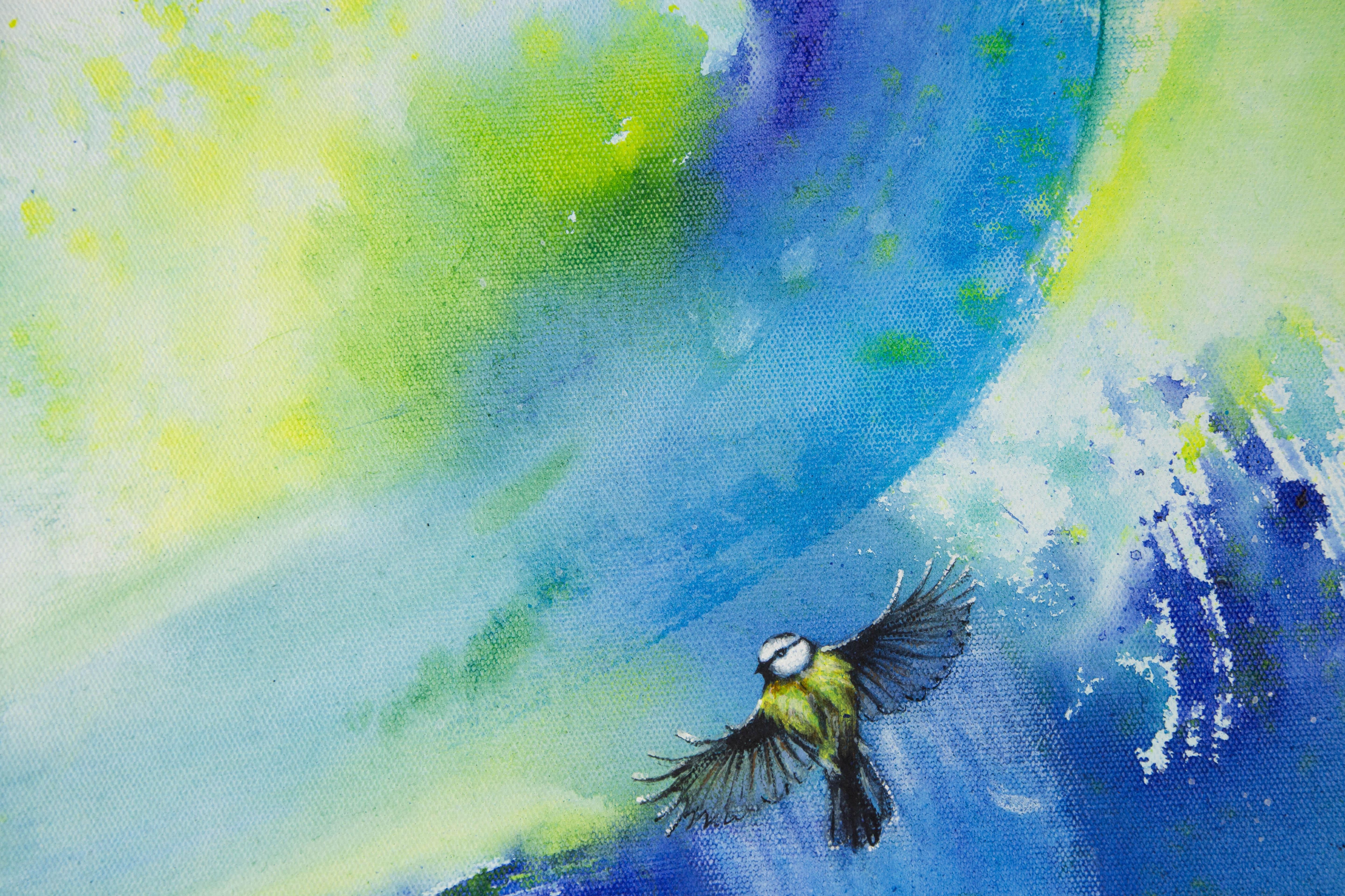Liqiang Lu Tier Original Ölgemälde auf Leinwand „Little Bird“ – Painting von Unknown