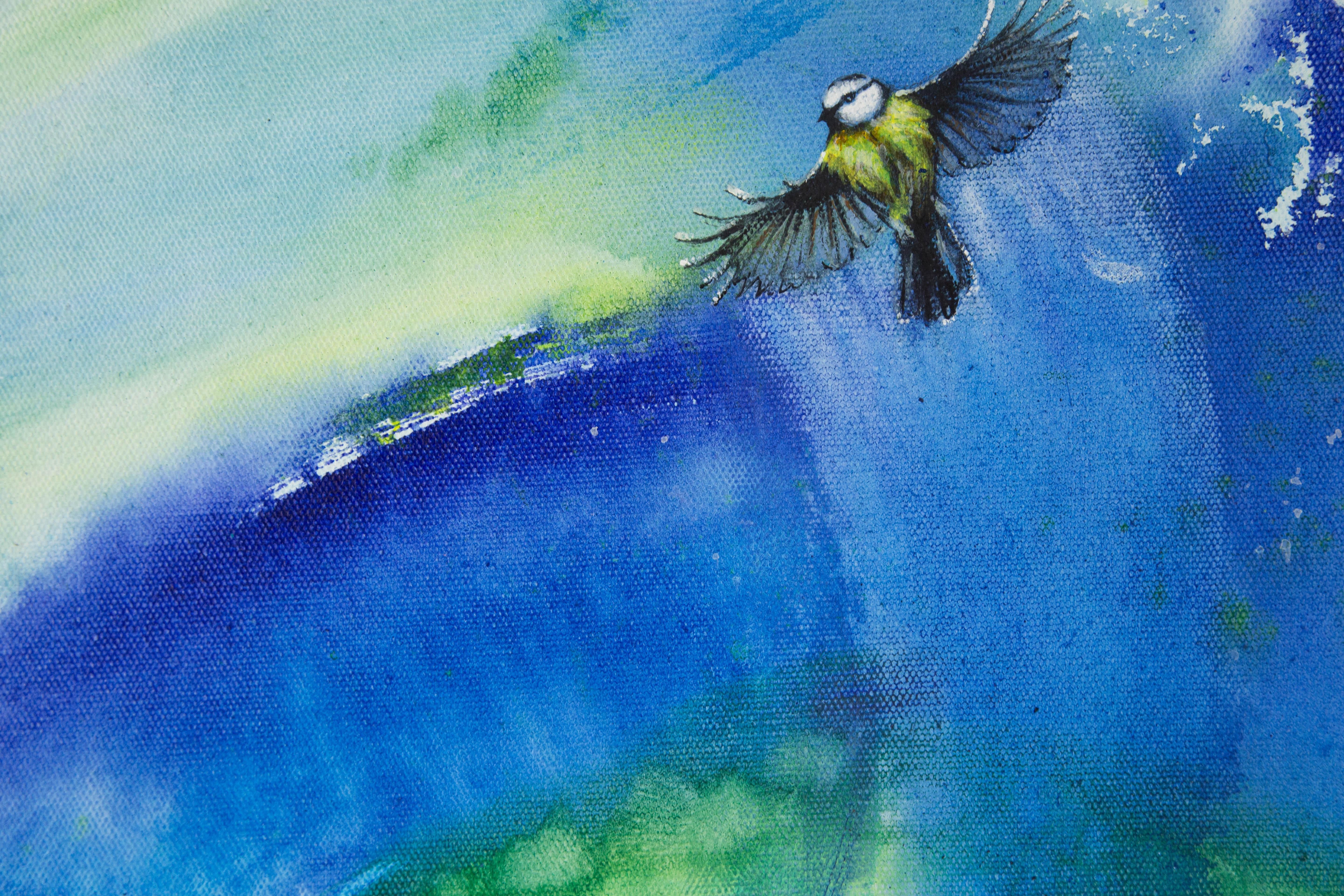 Liqiang Lu Tier Original Ölgemälde auf Leinwand „Little Bird“ (Abstrakt), Painting, von Unknown