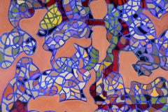 Abstracción geométrica llena de vida: pintura original con bloques de color en mosaico
