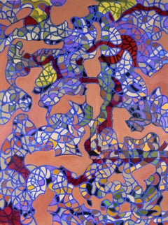 Abstracción geométrica llena de vida: pintura original con bloques de color en mosaico