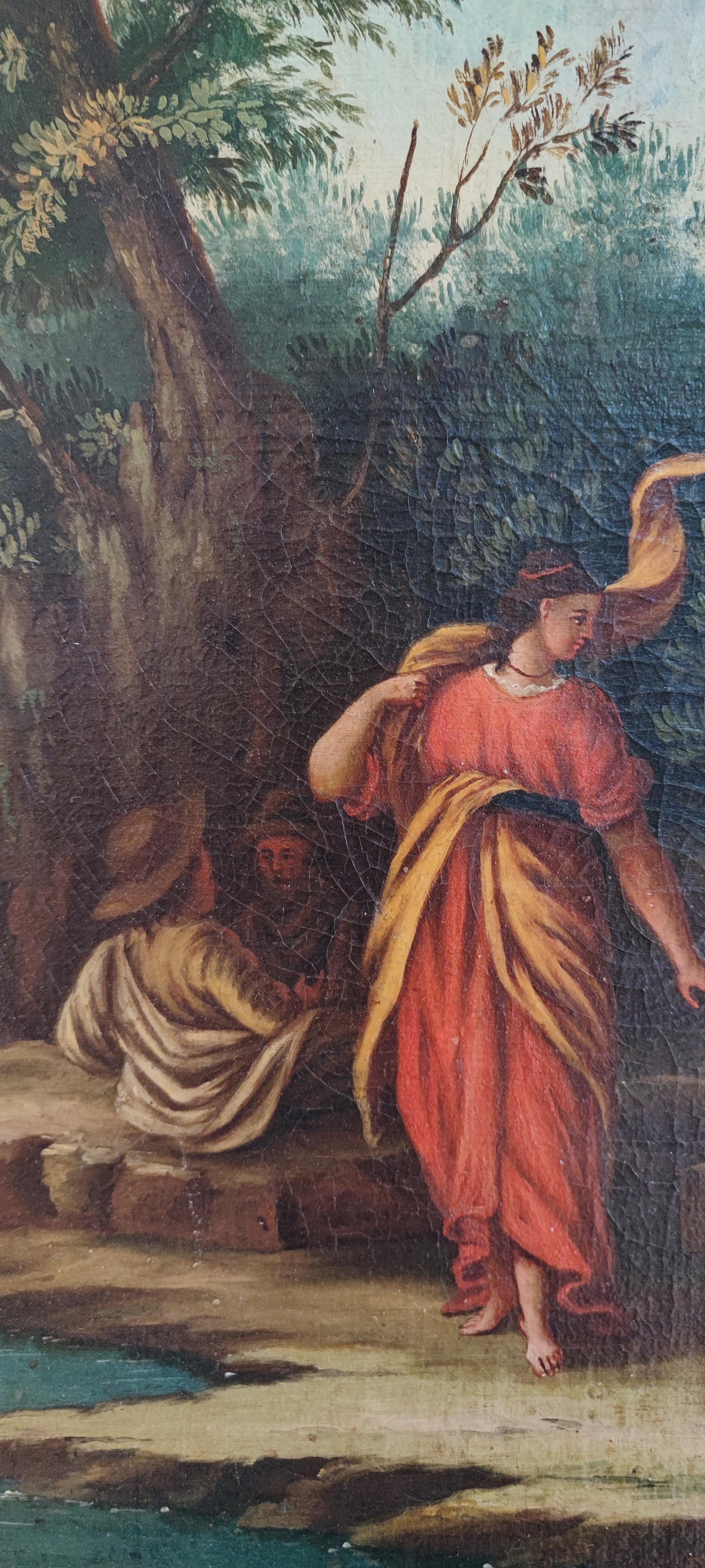 Paisaje animado a lo largo del Tíber, Italia - Painting Escuela italiana de Unknown