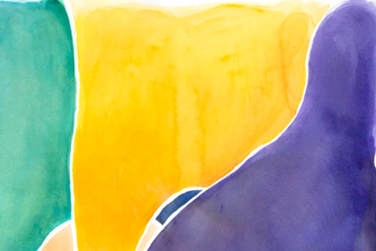 Unknown Lively Stained Glass Shapes Watercolor On Paper 90x60 Cm Emerald And Orange For Sale At 1stdibs