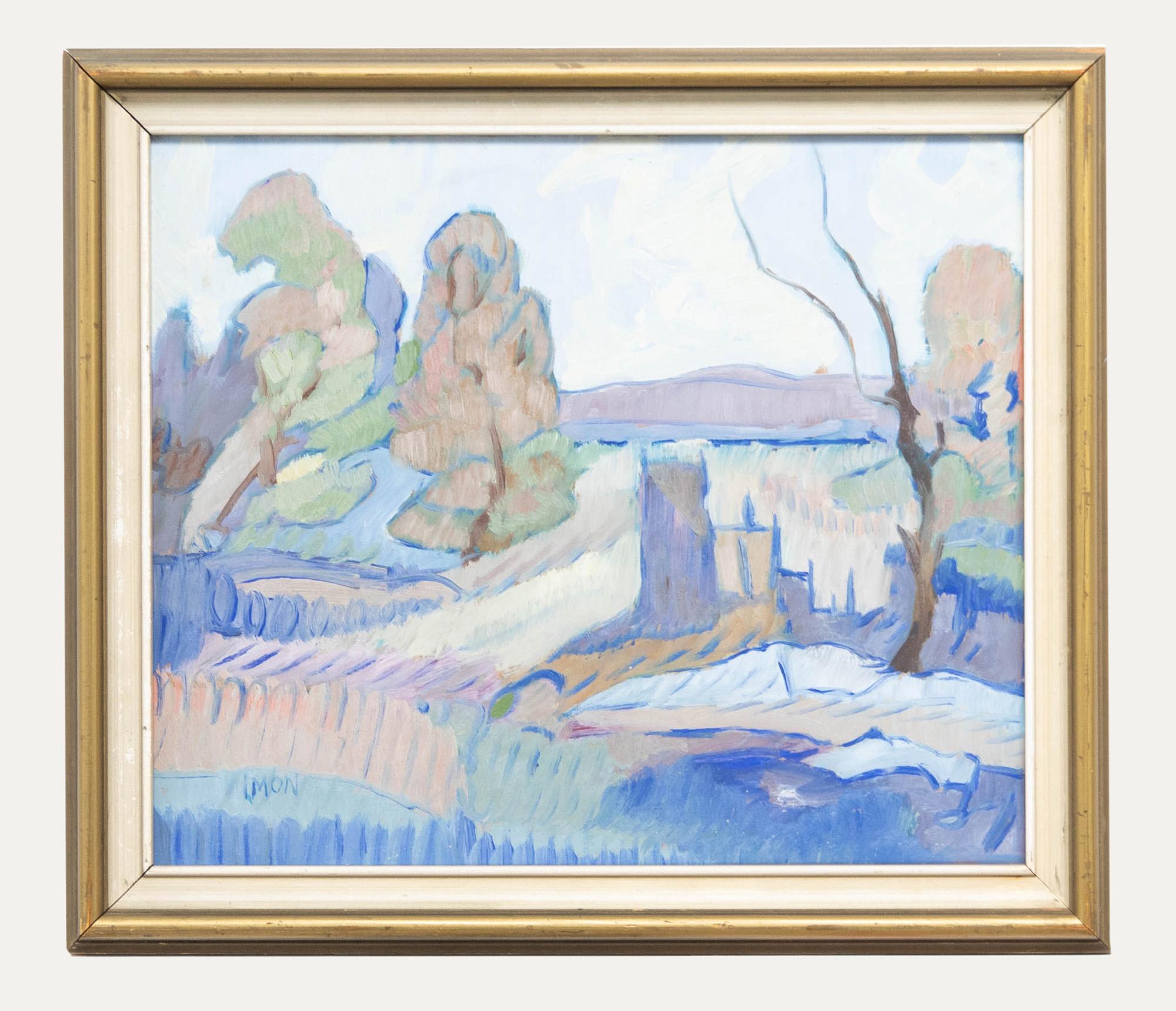 Landscape Painting Unknown - Lmon  - Huile du 20e siècle, Printemps à la campagne