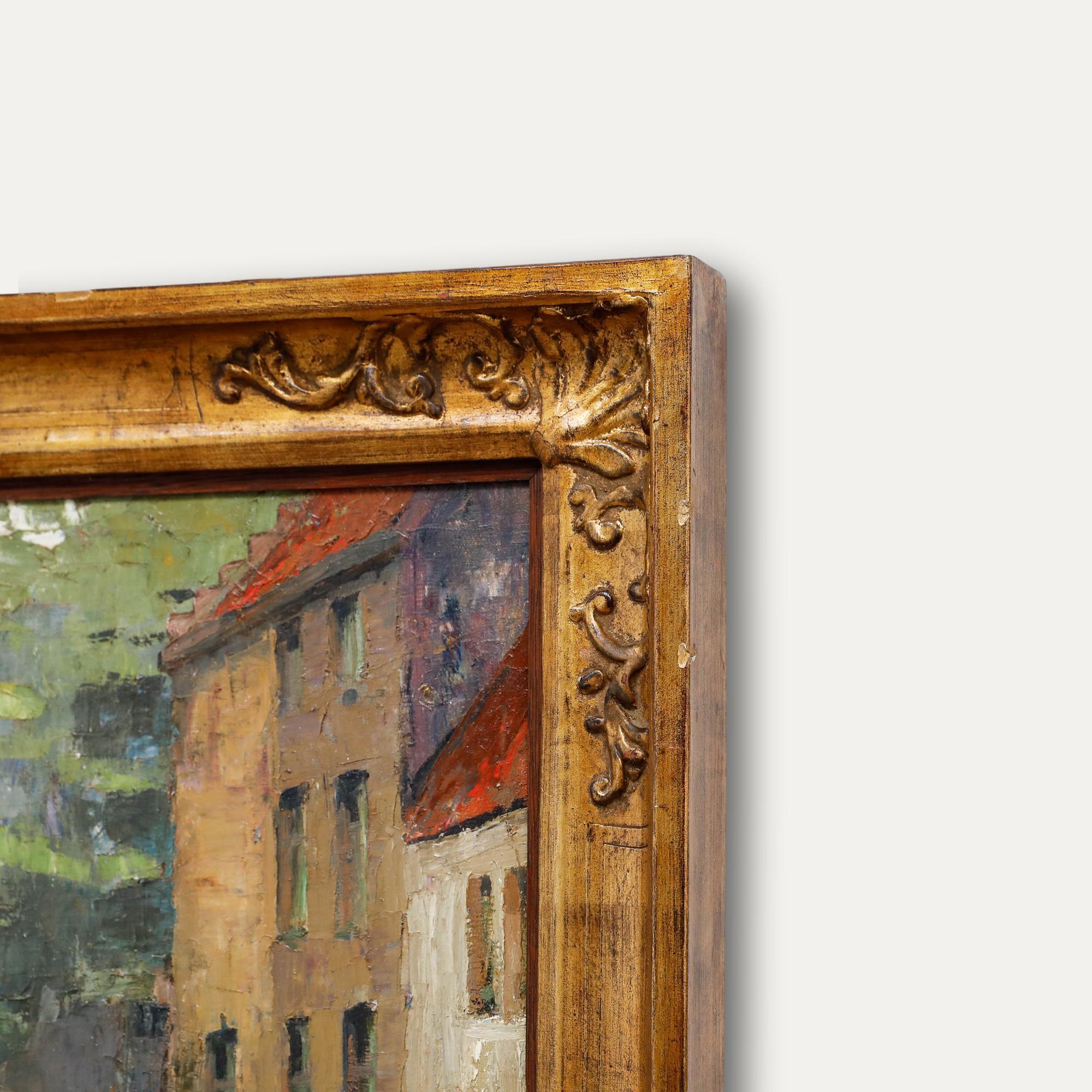 Lomke Kerckh  - 1930 Oil, Bruges Bridge For Sale 1