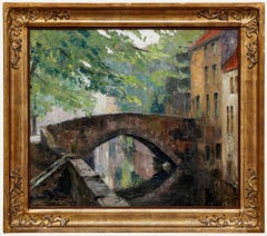 Antique Lomke Kerckh  - 1930 Oil, Bruges Bridge