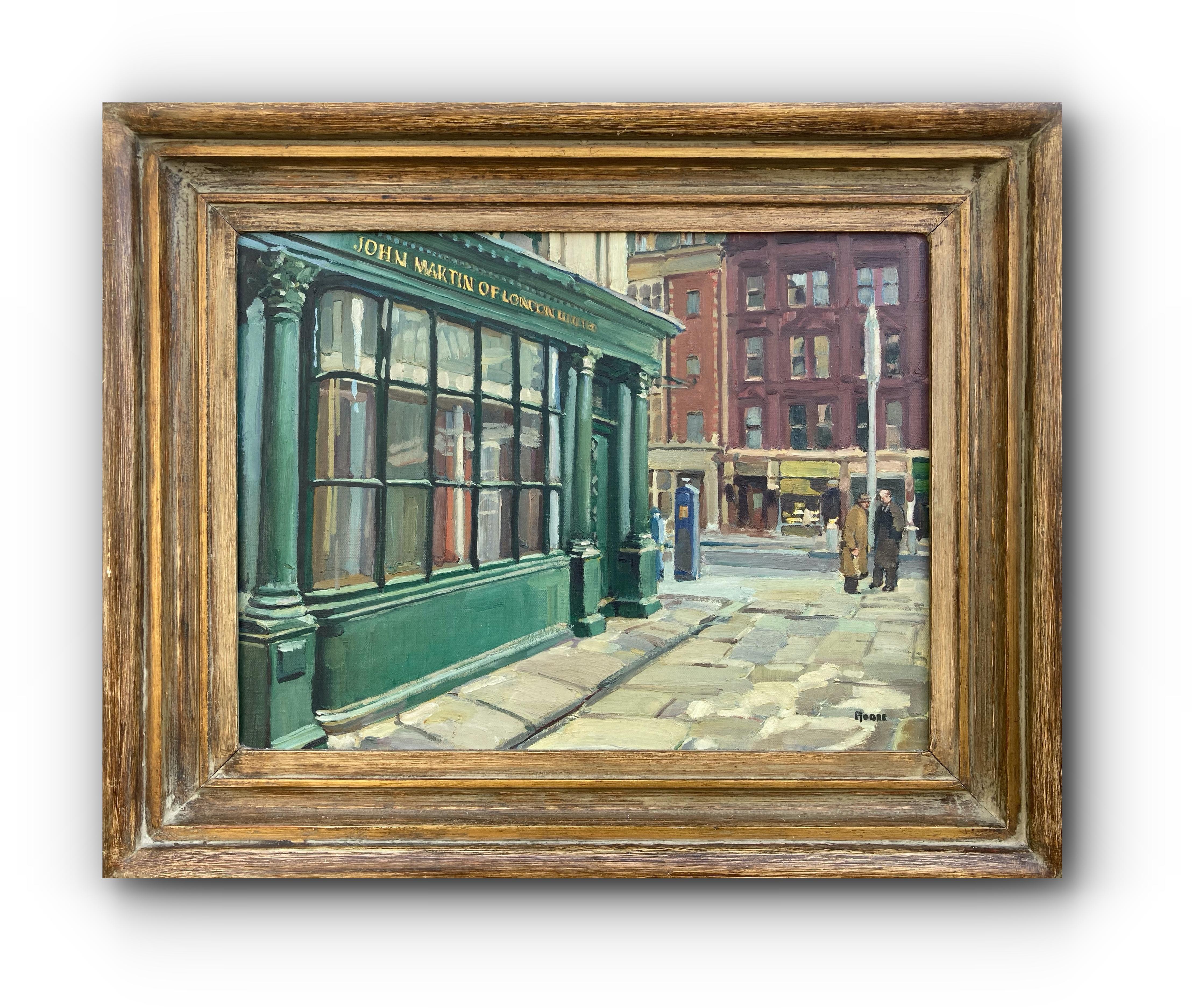 Unknown Landscape Painting - London Street Scene (Framed Mid-Century Impressionist Cityscape Painting)
