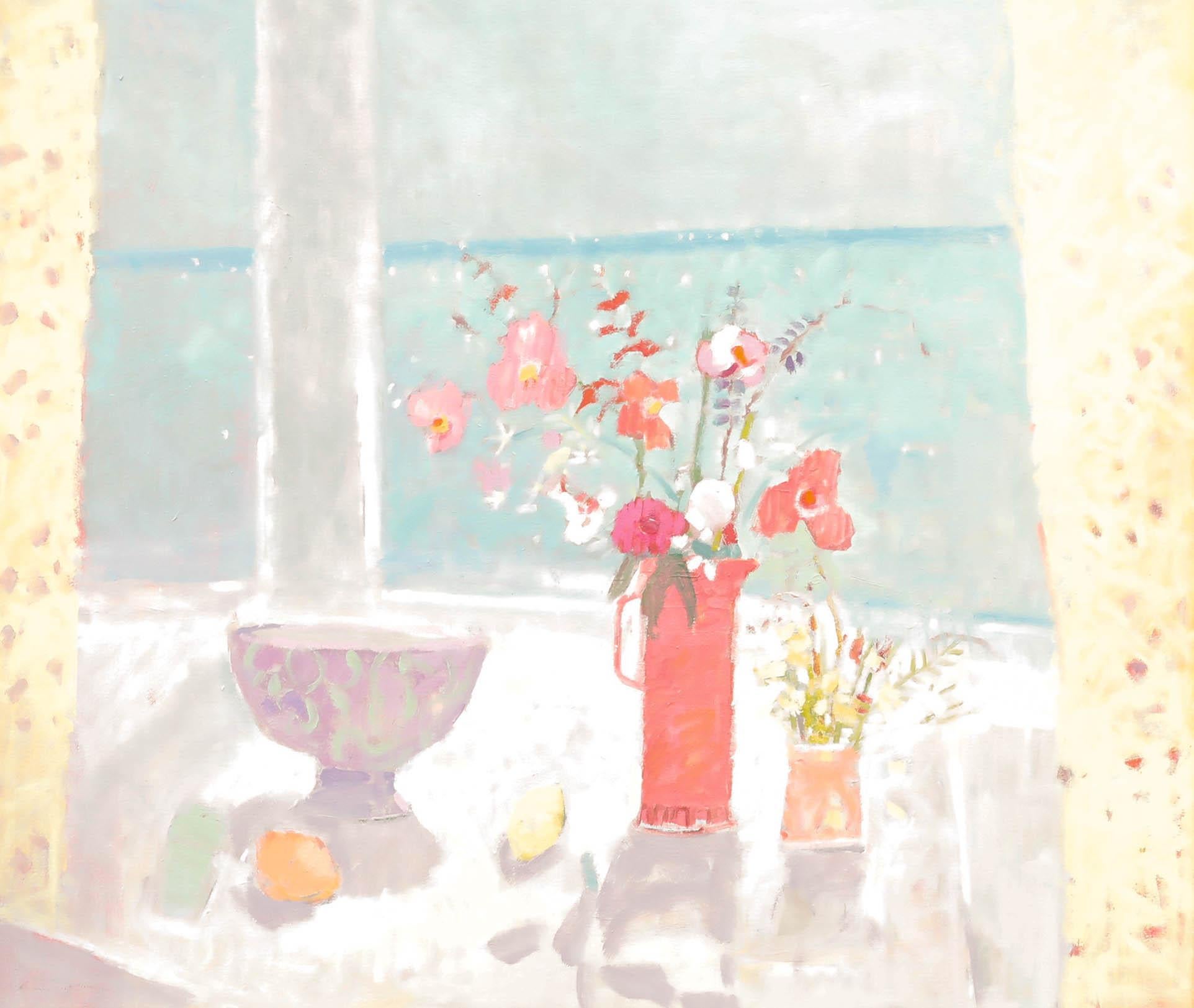 Lorraine Brown - Framed Contemporary Oil, Window by the Sea - Painting by Unknown