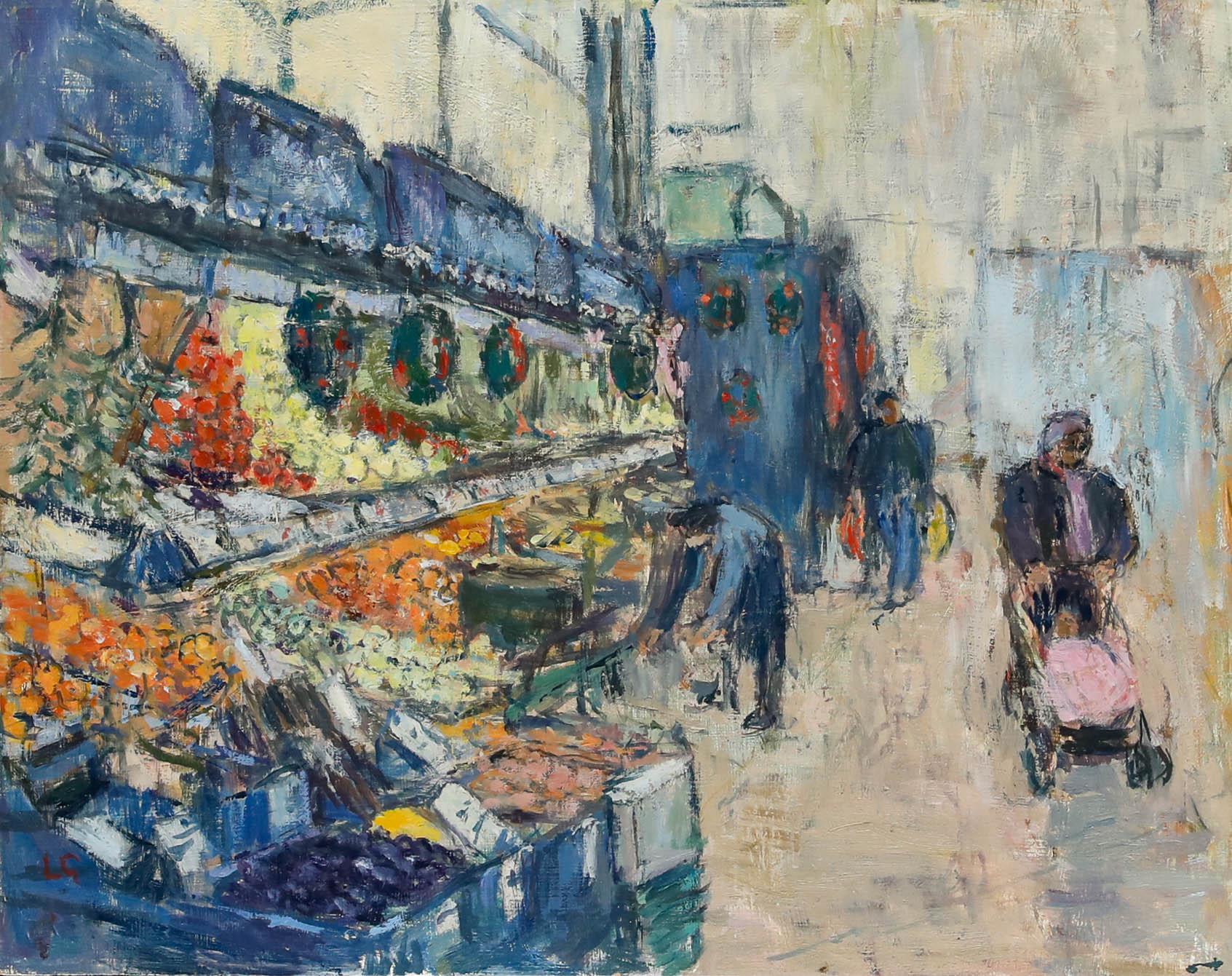 Louella Gwillim (1930-2023) - c.2013 Oil, Mr Fruit, Newport Market - Painting by Unknown