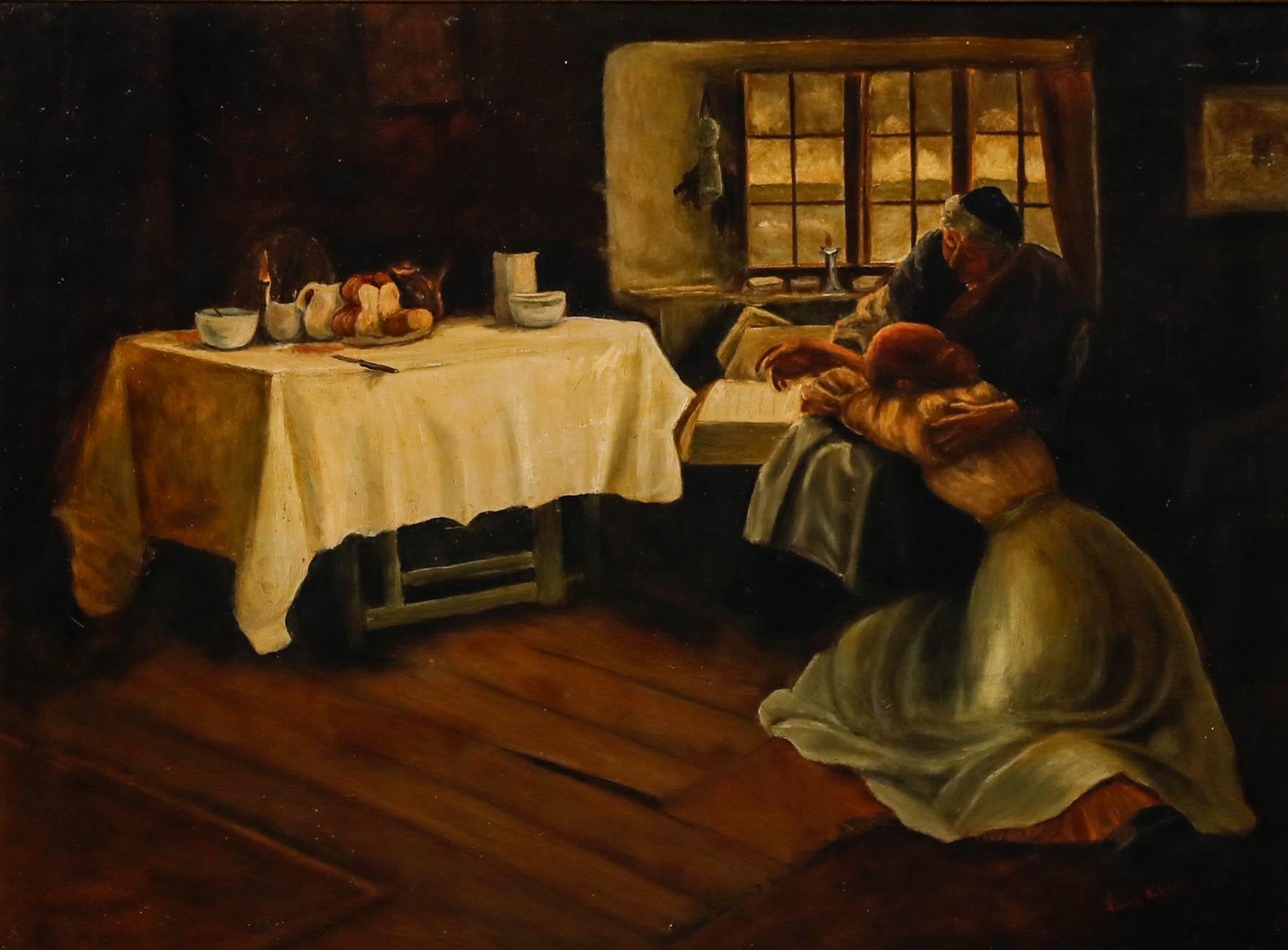 Louie Kibie d'après Frank Bramley - Huile du début du 20e siècle, A Hopeless Dawn (Une aube sans espoir) - Painting de Unknown