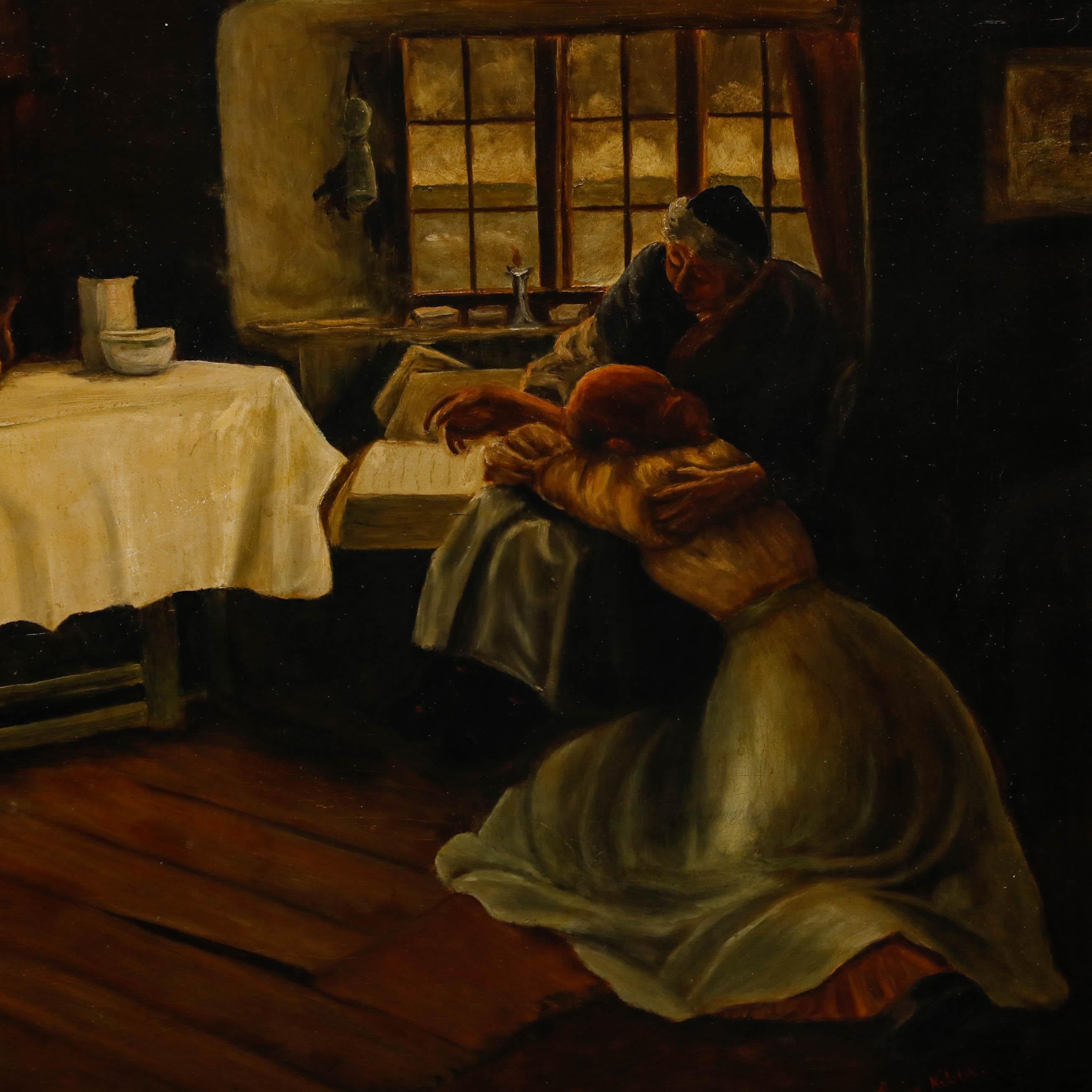 Louie Kibie d'après Frank Bramley - Huile du début du 20e siècle, A Hopeless Dawn (Une aube sans espoir) en vente 1