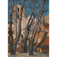 Louis Hache (b.1893) - Mid 20th Century Oil, Vézelay Abbey