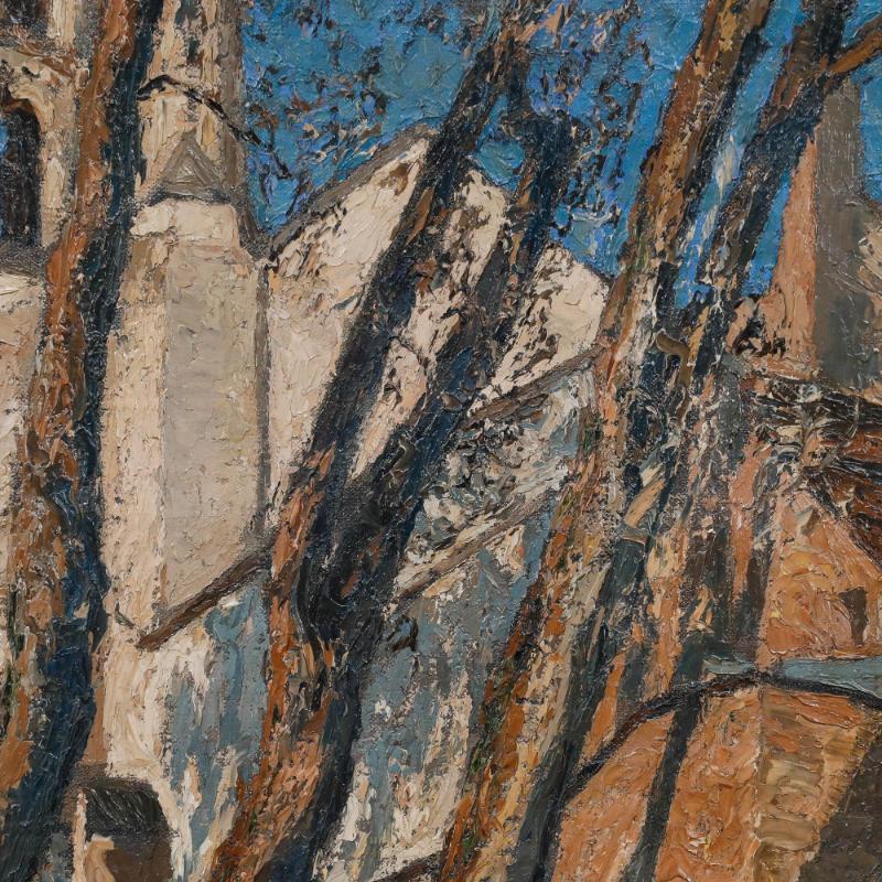 Eine wunderschöne Impasto-Studie der Abtei Vézelay in Burgund, Frankreich. Dieses Benediktiner- und Cluniazenserkloster befindet sich in Vézelay im ostzentral gelegenen französischen Departement Yonne. Der Blick geht vom Boden aus durch eine