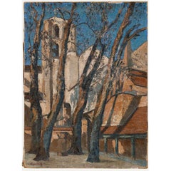 Louis Hache (geb. 1893) - Mitte 20. Jahrhundert Öl, Abtei Vézelay