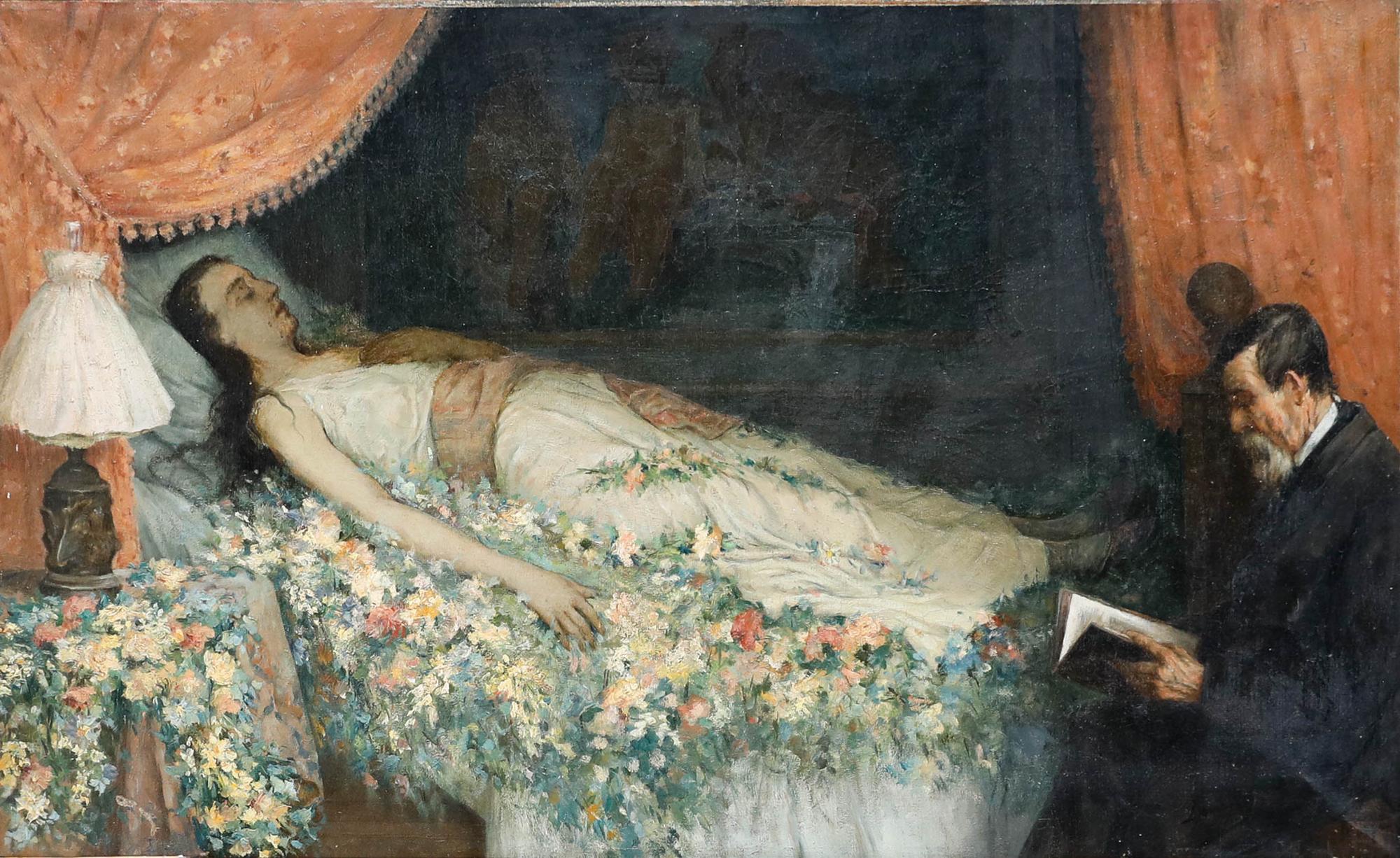 Louis Rigaux (1887-1954) - Huile du début du 20e siècle, Mort d'Alline - Painting de Unknown
