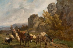 Louis Robbe (1806-1887) - Framed Mid 19th Century Oil, The Transhumance