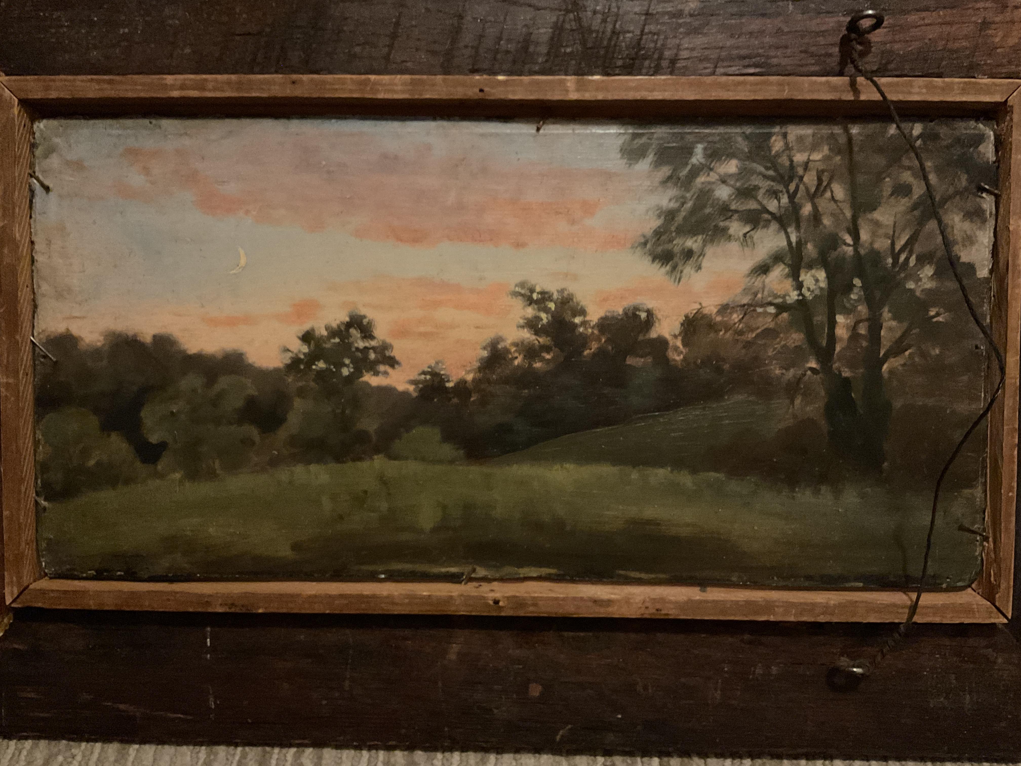 Lovely 19th Century American Artist’s Easel “en Plein Air” Oil on Board, ca 1890 For Sale 1