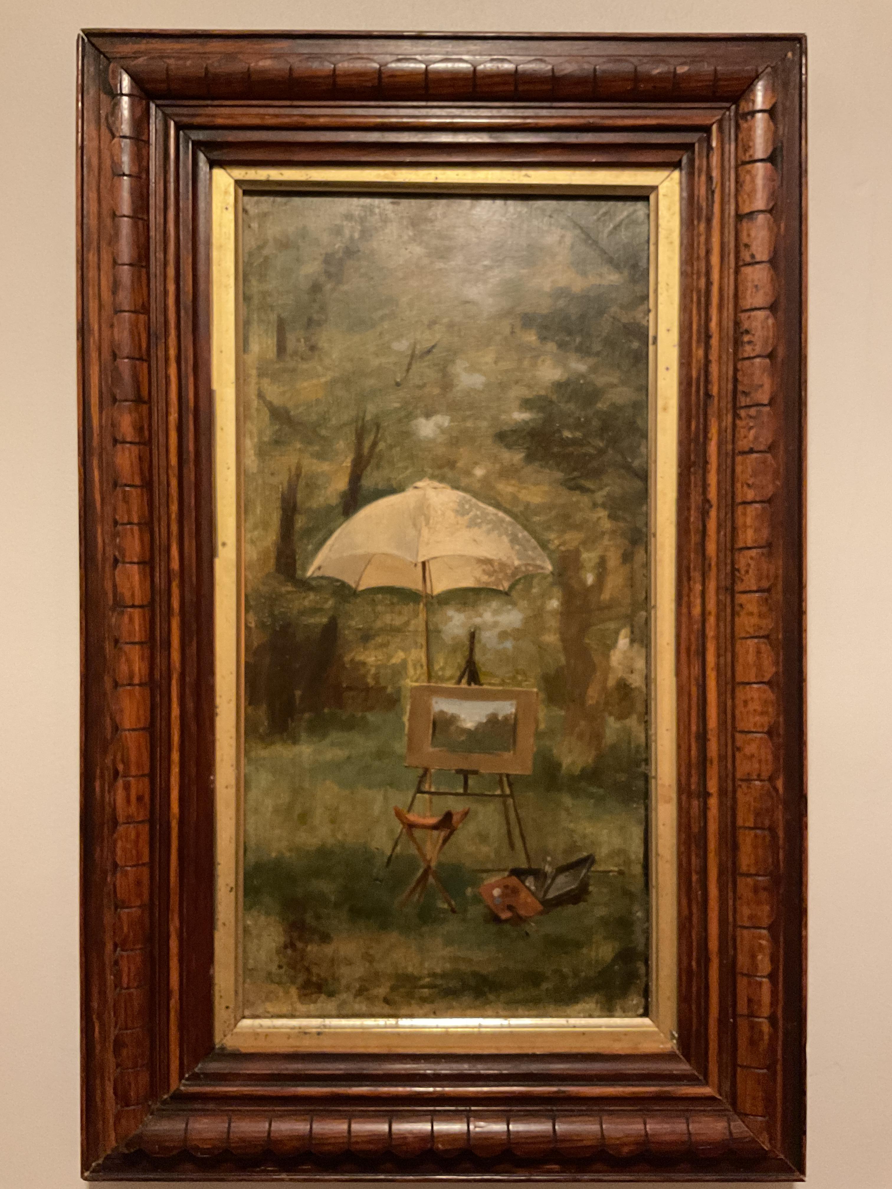 Unknown Landscape Painting - Lovely 19th Century American Artist’s Easel “en Plein Air” Oil on Board, ca 1890
