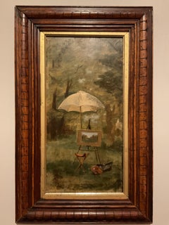 Lovely 19th Century American Artist’s Easel “en Plein Air” Oil on Board, ca 1890