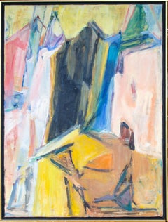 Ravissante peinture expressionniste du milieu du siècle dernier de l'artiste Mystery