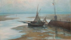 Boats Stranded at Low Tide in Brittany