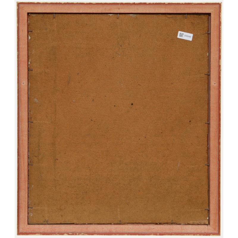 Luc Ancia - 1948 Huile, Portrait d'une dame au châle rouge - Marron Portrait Painting par Unknown