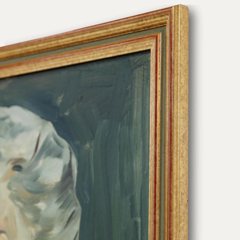 Luc Ancia - 1948 Huile, Portrait d'une dame au châle rouge en vente 1