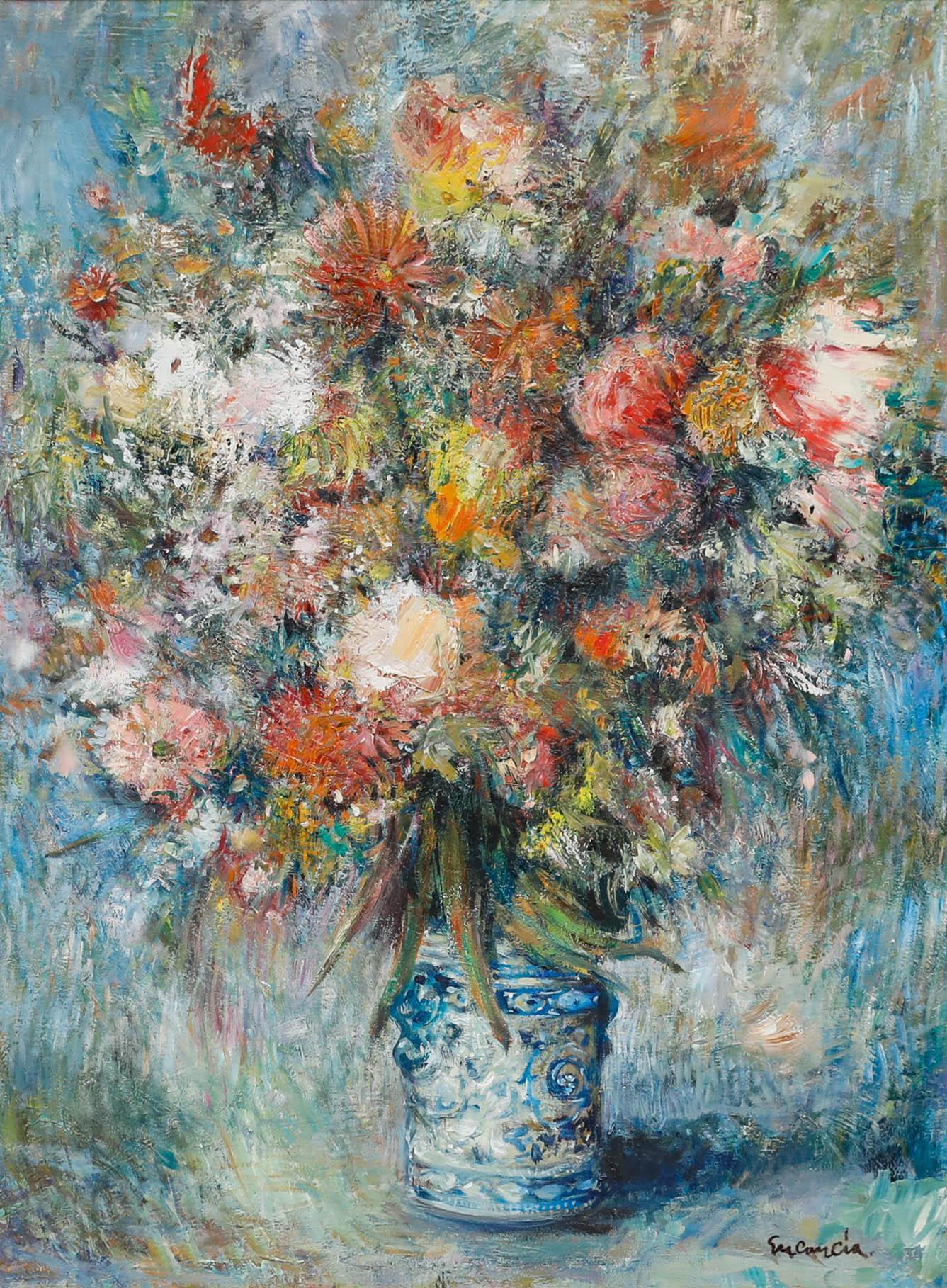 Luc Ancia  - Mitte 20. Jahrhundert Öl, Bouquet de fleurs – Painting von Unknown