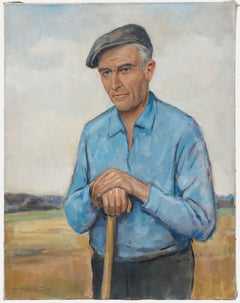 Luc de Decker (1907-1982) - Olio del 1973, Ritratto di un contadino